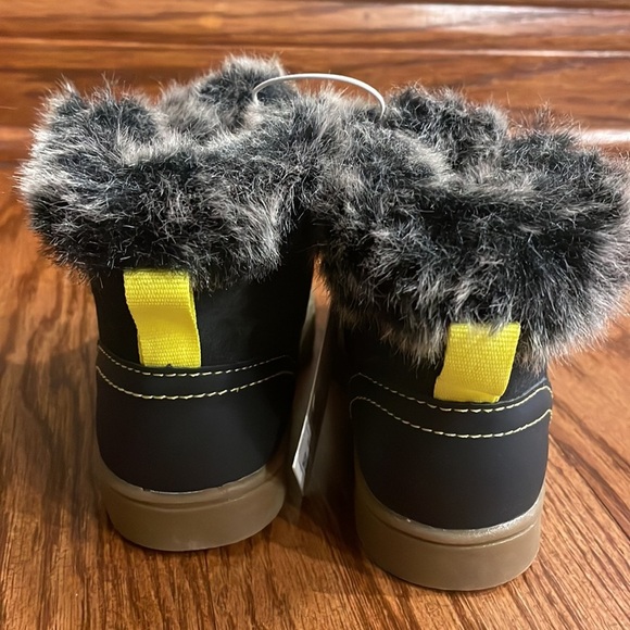 NWT Cat & Jack toddler ankle faux fur lace up booties neon lace up / navy size 7 - Picture 4 of 7